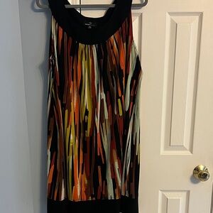 Black Multicolor Brushstroke Tank Dress